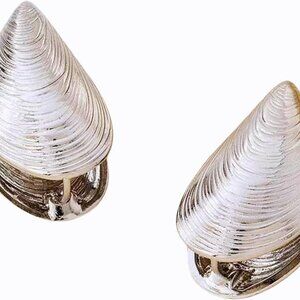 Seashell Hoop Earrings Silver Copper 0.98x0.59 inch Elegant Coastal Jewelry